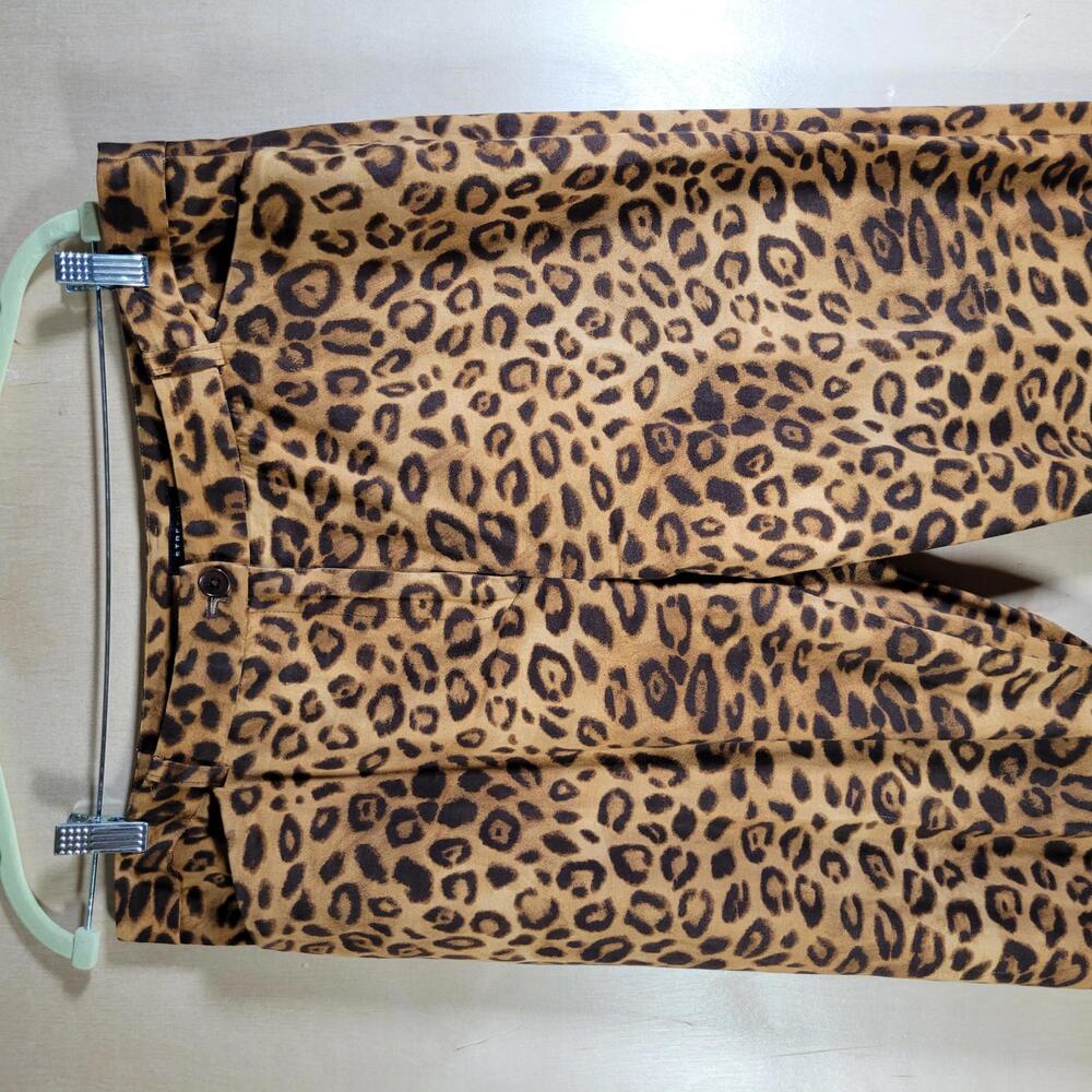 Jones New York Brown Animal Print Stretch Cropped Pants Women Size 14 - Picture 7 of 10
